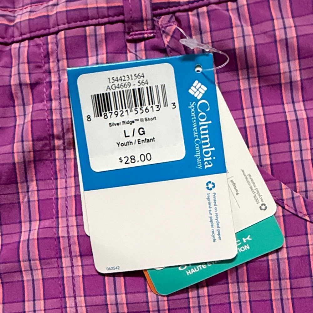 Columbia Kids Plaid Shorts - Purple and Pink - Picture 3 of 7